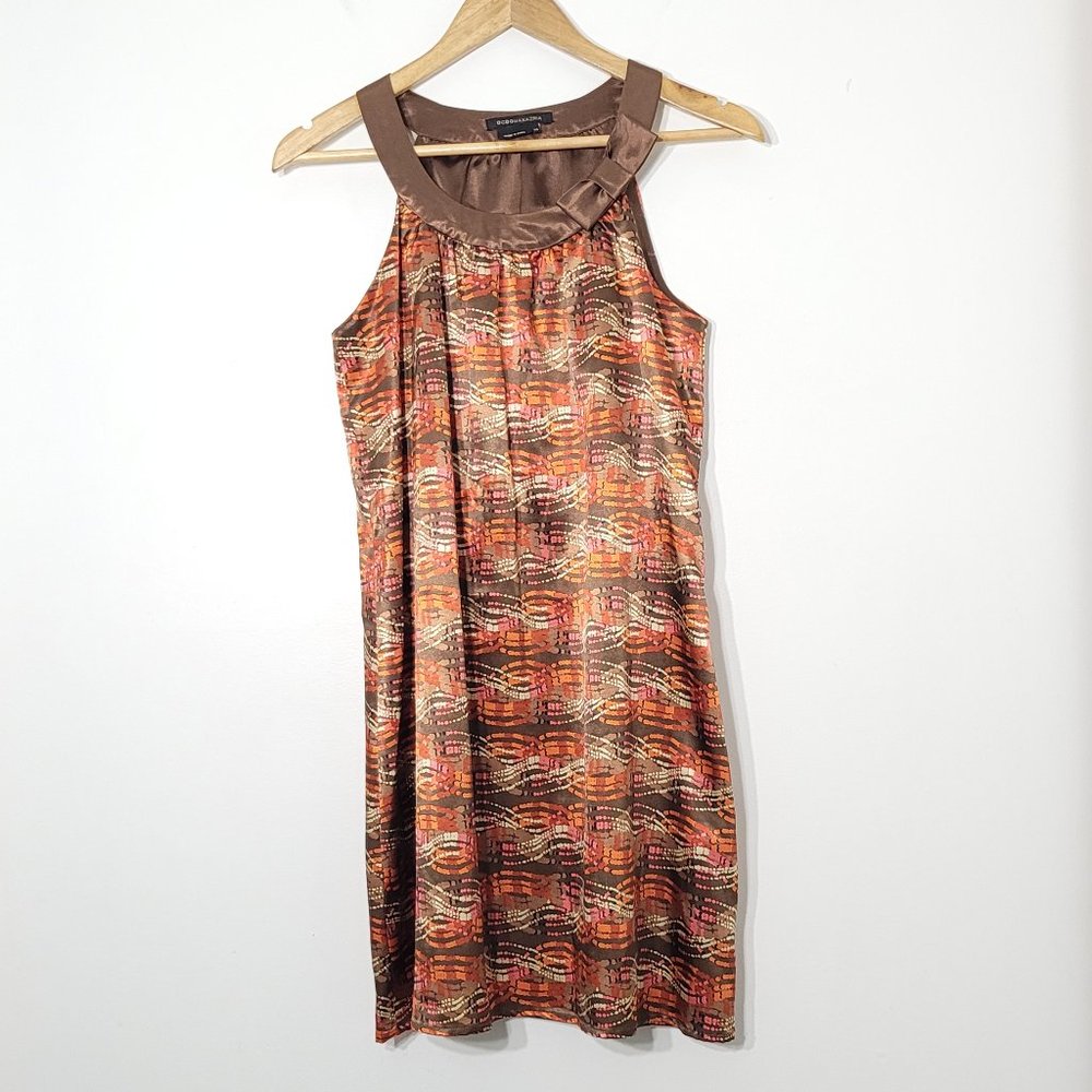 BCBGMaxazria Orange Earth Tones Sleeveless Lightweight Satiny Scoop Neckline XS